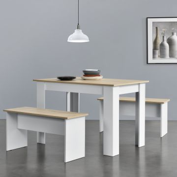 Tisch- und Bank Set 110x70 cm in versch. Farben en.casa
