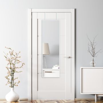 Türspiegel Lesina Aluminiumrahmen 120x37cm Weiß [en.casa]