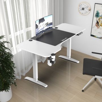 Höhenverstellbarer Tisch Oxnard elektrisch 160x75cm Weiß [pro.tec]