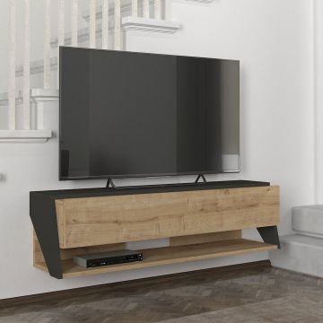 Fernsehschrank Kimitoön 120x31,5x32,5cm Eiche / Anthrazit [en.casa]