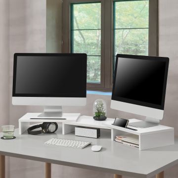 Monitorständer Vilppula 79x27x10,5cm Weiß [en.casa]