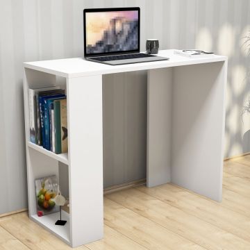 Schreibtisch Aars mit 2 Ablagen 75 x 90 x 40 cm Weiß [en.casa]