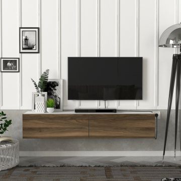Fernsehschrank Toivakka 135x31x25cm Weiß / Walnuss [en.casa]