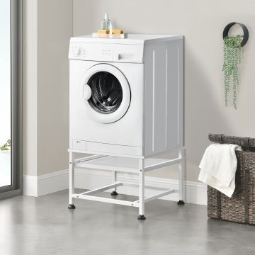 Waschmaschinen-Untergestell Florimont mit ausziehbarer Ablage Stahl en.casa