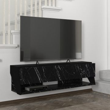 Fernsehschrank Kimitoön 120x31,5x32,5cm Marmor, schwarz [en.casa]