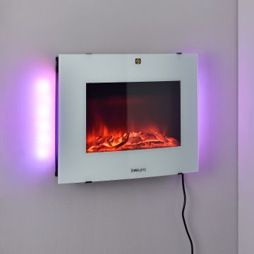 Elektrokamin mit Heizlüfter und LED-Feuer Weiß/Schwarz casa.pro