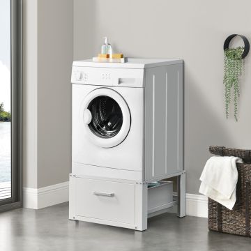 Waschmaschinen-Sockel mit Schublade Stahl Max. 150 kg en.casa