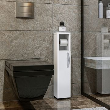 Badschrank Årjäng mit Toilettenpapierhalter 65x15x12cm Weiß [en.casa]