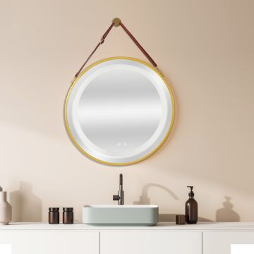 LED-Badspiegel Picerno mit Aufhängung Gold in versch. Größen [pro.tec]