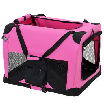 Hundetransportbox Pink Faltbar Transportbox Hunde Falt Box Trage Tasche [PRO.TEC]