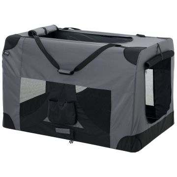 Hundetransportbox XXL GRAU Faltbar Transportbox Hunde Box Trage Tasche [PRO.TEC]