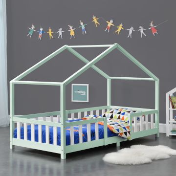 Kinderbett Treviolo 90x200 cm Mintgrün / Weiß [en.casa]
