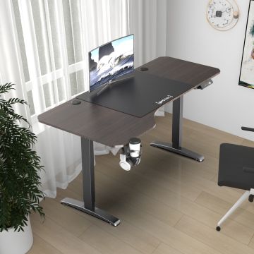 Höhenverstellbarer Tisch Oxnard elektrisch 160x75cm Walnuss-Optik [pro.tec]