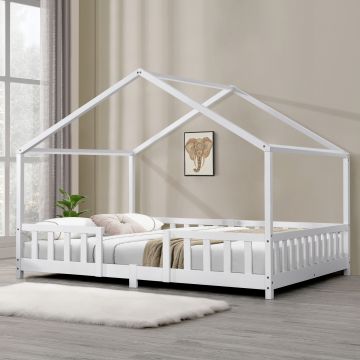 Kinderbett Treviolo 120x200 cm mit Lattenrost + Gitter Holz Weiß [en.casa]