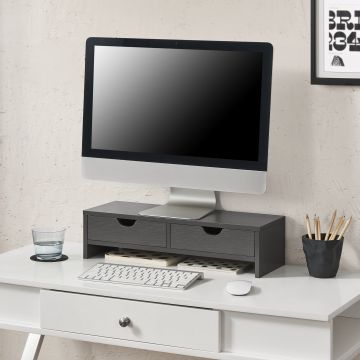 Monitorständer Mänttä mit 2 Schubladen 50x18x13cm in versch. Farben [en.casa]