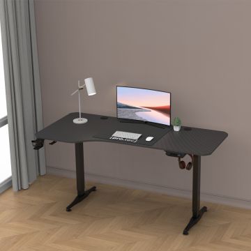 Höhenverstellbarer Tisch Oxnard elektrisch 160x75cm Schwarz [pro.tec]