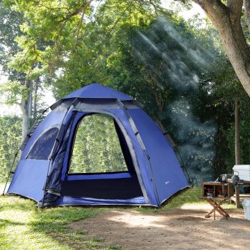 Campingzelt Nybro Pop Up Kuppelzelt 240x205x140cm Blau [pro.tec]